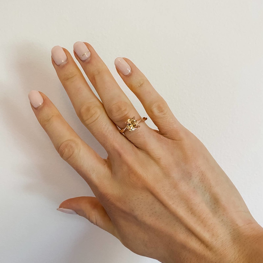 Rose Gold Morganite Cushion Cut Ring - Picture 9 of 10